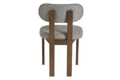 Chaises en tissu effet velours texturé gris et bois foncé noyer (lot de 2) NORMI