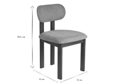 Chaises en tissu effet velours texturé gris et bois foncé noyer (lot de 2) NORMI