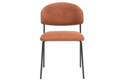 Chaises en tissu effet velours texturé terre brûlée et métal noir (lot de 2) BENTA