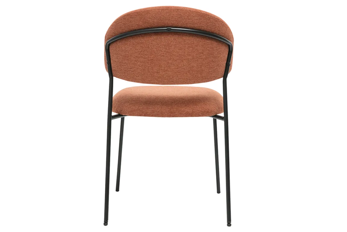Chaises en tissu effet velours texturé terre brûlée et métal noir (lot de 2) BENTA