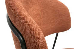Chaises en tissu effet velours texturé terre brûlée et métal noir (lot de 2) BENTA