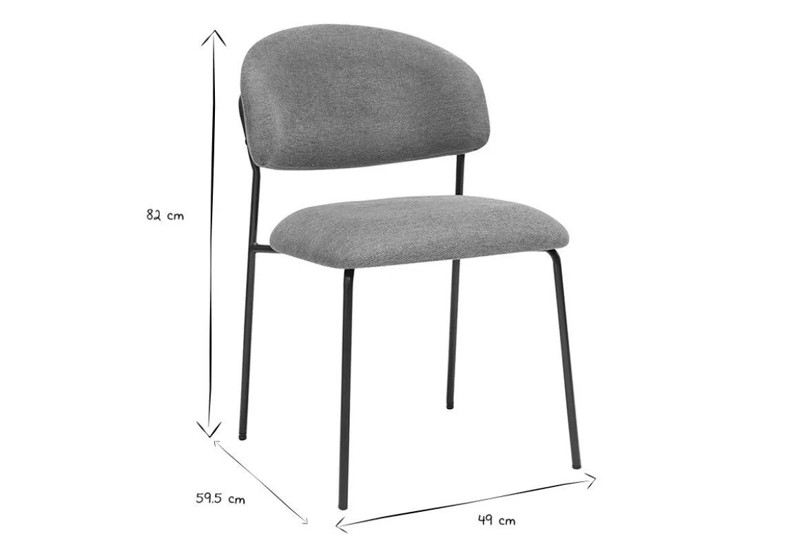 Chaises en tissu effet velours texturé terre brûlée et métal noir (lot de 2) BENTA