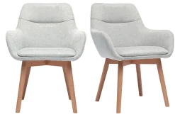 Chaises en tissu effet velours texturé gris clair et bois clair (lot de 2) ALESS