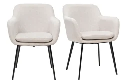 Chaises en tissu effet velours texturé beige et métal noir (lot de 2) AMIKA