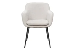 Chaises en tissu effet velours texturé beige et métal noir (lot de 2) AMIKA