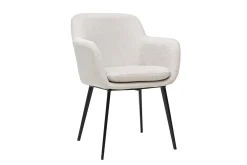 Chaises en tissu effet velours texturé beige et métal noir (lot de 2) AMIKA