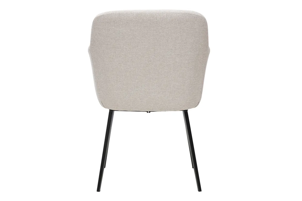 Chaises en tissu effet velours texturé beige et métal noir (lot de 2) AMIKA
