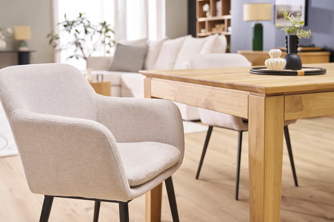 Chaises en tissu effet velours texturé beige et métal noir (lot de 2) AMIKA