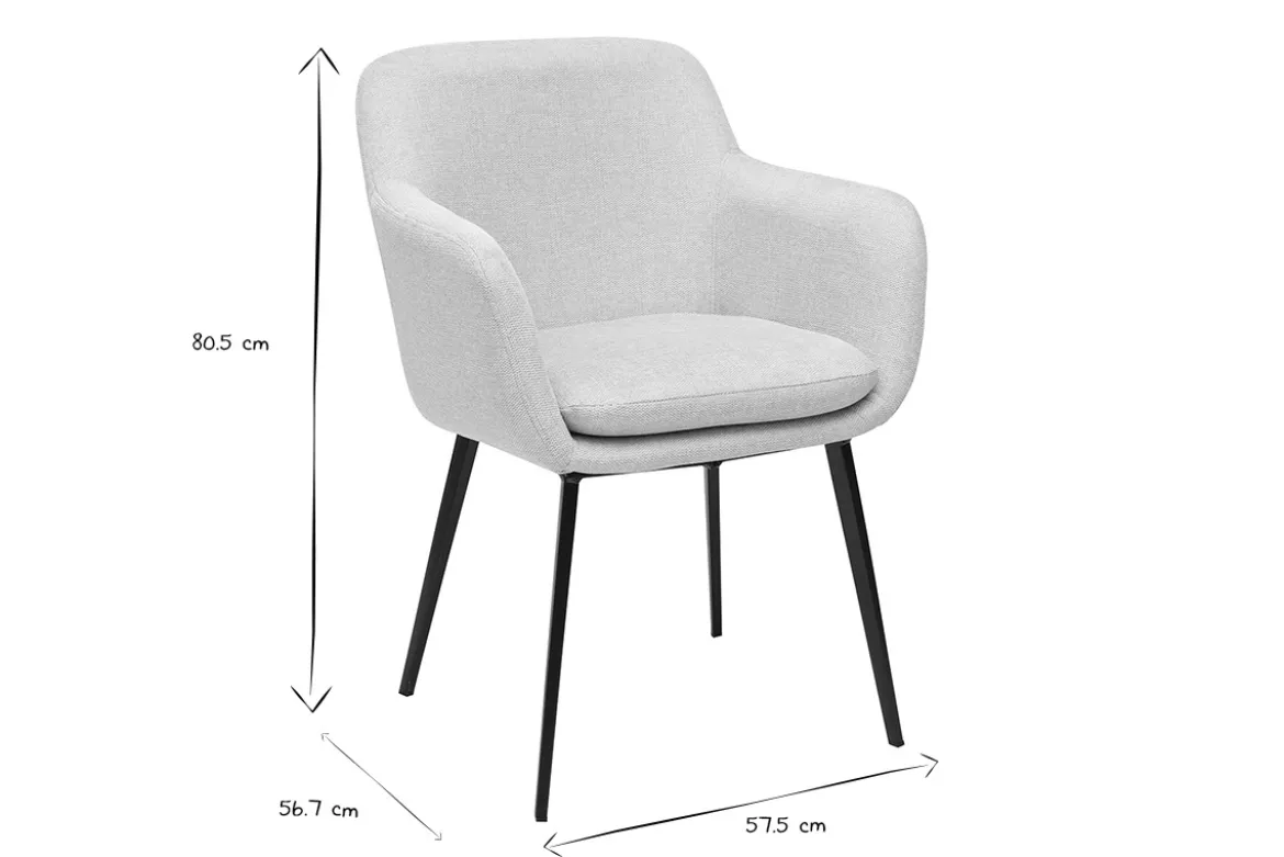 Chaises en tissu effet velours texturé beige et métal noir (lot de 2) AMIKA