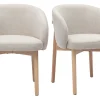 Chaises en tissu effet velours texturé beige et bois clair (lot de 2) TORVI