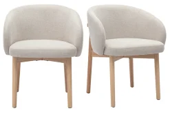 Chaises en tissu effet velours texturé beige et bois clair (lot de 2) TORVI