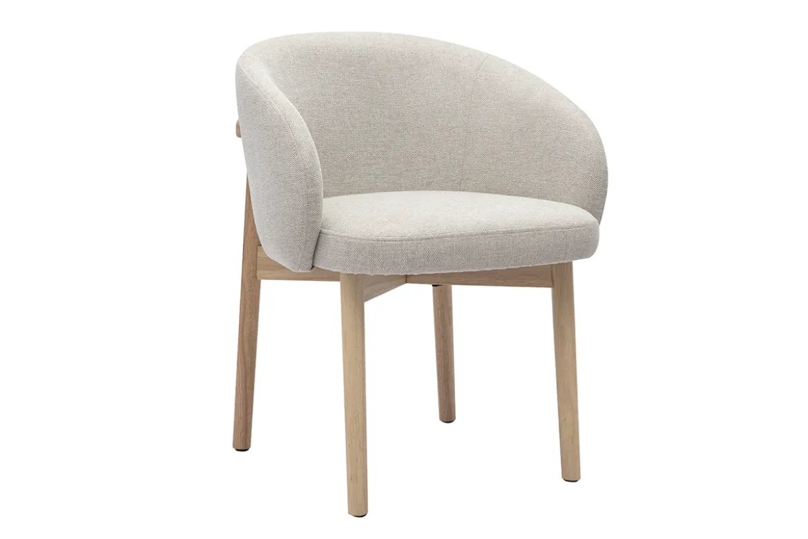 Chaises en tissu effet velours texturé beige et bois clair (lot de 2) TORVI