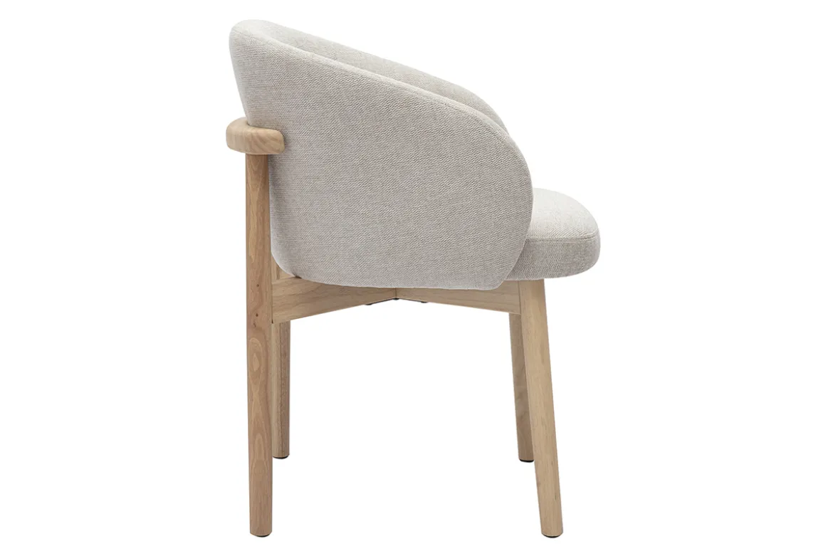 Chaises en tissu effet velours texturé beige et bois clair (lot de 2) TORVI