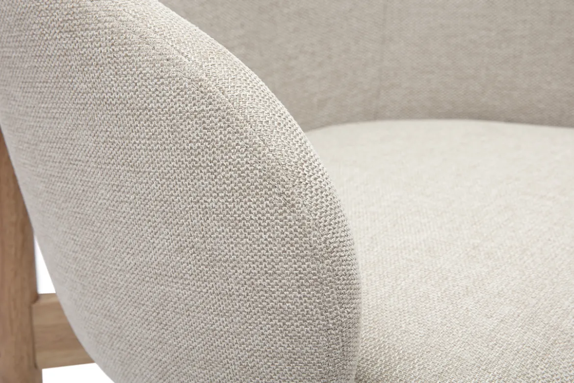 Chaises en tissu effet velours texturé beige et bois clair (lot de 2) TORVI