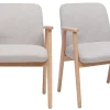 Chaises en tissu effet velours texturé beige et bois clair (lot de 2) KITTY