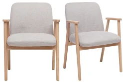 Chaises en tissu effet velours texturé beige et bois clair (lot de 2) KITTY