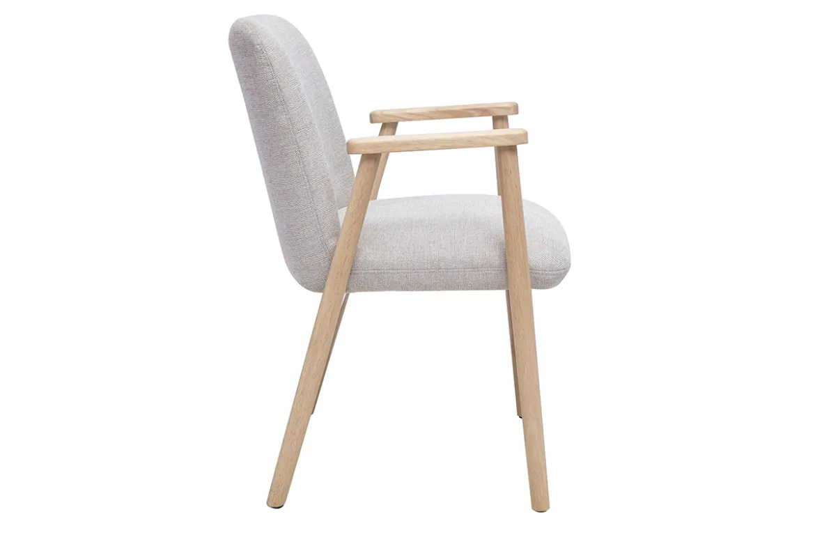 Chaises en tissu effet velours texturé beige et bois clair (lot de 2) KITTY