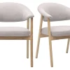 Chaises en tissu effet velours texturé beige et bois clair (lot de 2) GIULIA