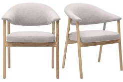 Chaises en tissu effet velours texturé beige et bois clair (lot de 2) GIULIA