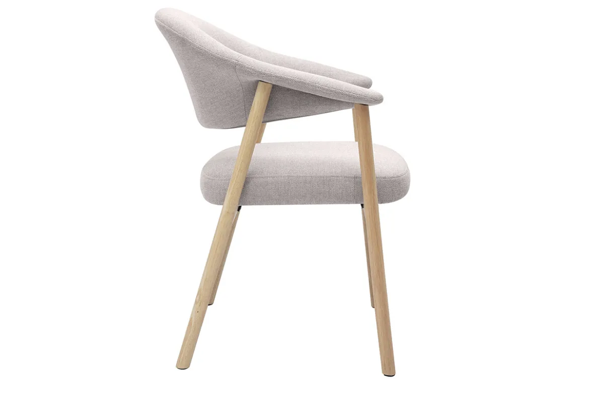 Chaises en tissu effet velours texturé beige et bois clair (lot de 2) GIULIA