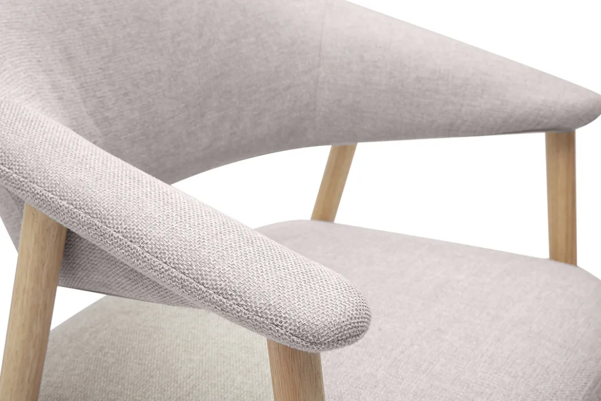 Chaises en tissu effet velours texturé beige et bois clair (lot de 2) GIULIA