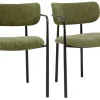 Chaises en tissu effet velours texturé vert kaki et métal noir (lot de 2) SWIFT