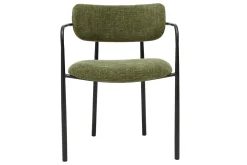 Chaises en tissu effet velours texturé vert kaki et métal noir (lot de 2) SWIFT