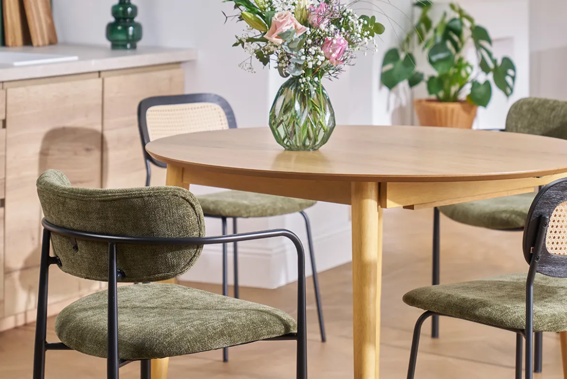 Chaises en tissu effet velours texturé vert kaki et métal noir (lot de 2) SWIFT