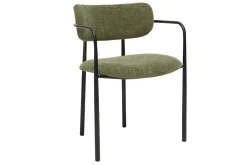 Chaises en tissu effet velours texturé vert kaki et métal noir (lot de 2) SWIFT