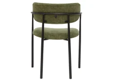 Chaises en tissu effet velours texturé vert kaki et métal noir (lot de 2) SWIFT
