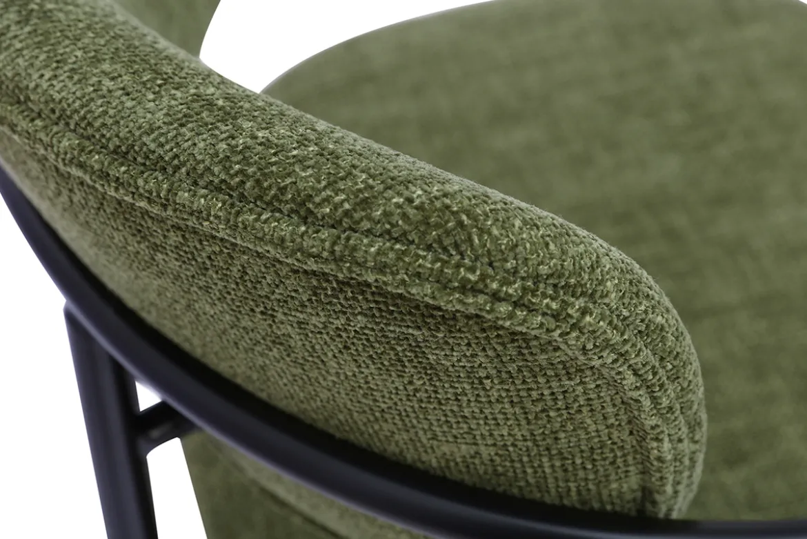 Chaises en tissu effet velours texturé vert kaki et métal noir (lot de 2) SWIFT