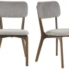 Chaises en tissu effet velours texturé gris et bois foncé (lot de 2) JOCA
