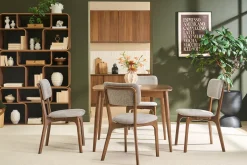 Chaises en tissu effet velours texturé gris et bois foncé (lot de 2) JOCA