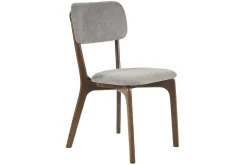 Chaises en tissu effet velours texturé gris et bois foncé (lot de 2) JOCA