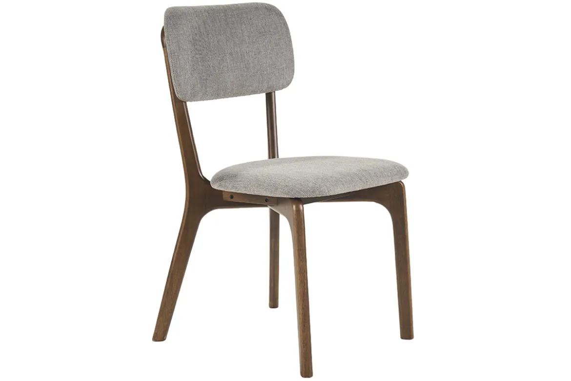 Chaises en tissu effet velours texturé gris et bois foncé (lot de 2) JOCA