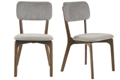 Chaises en tissu effet velours texturé gris et bois foncé (lot de 2) JOCA