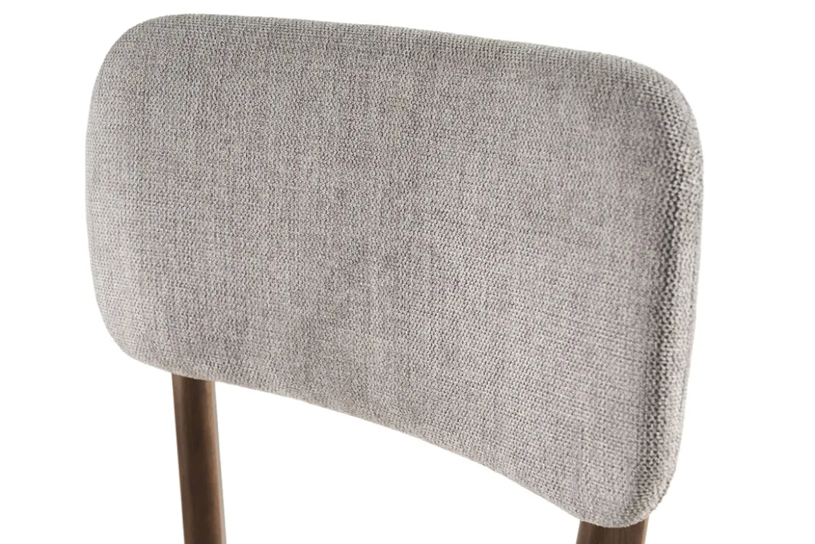 Chaises en tissu effet velours texturé gris et bois foncé (lot de 2) JOCA