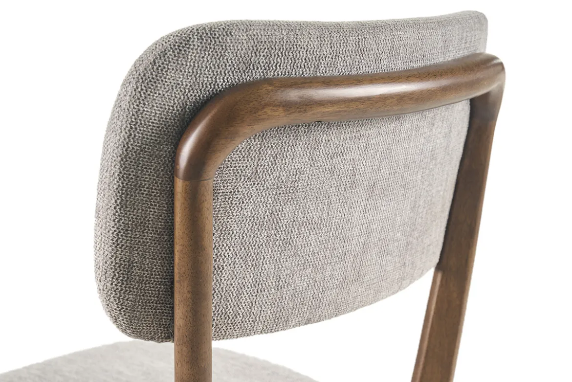 Chaises en tissu effet velours texturé gris et bois foncé (lot de 2) JOCA