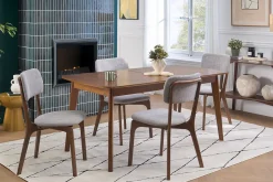 Chaises en tissu effet velours texturé gris et bois foncé (lot de 2) JOCA