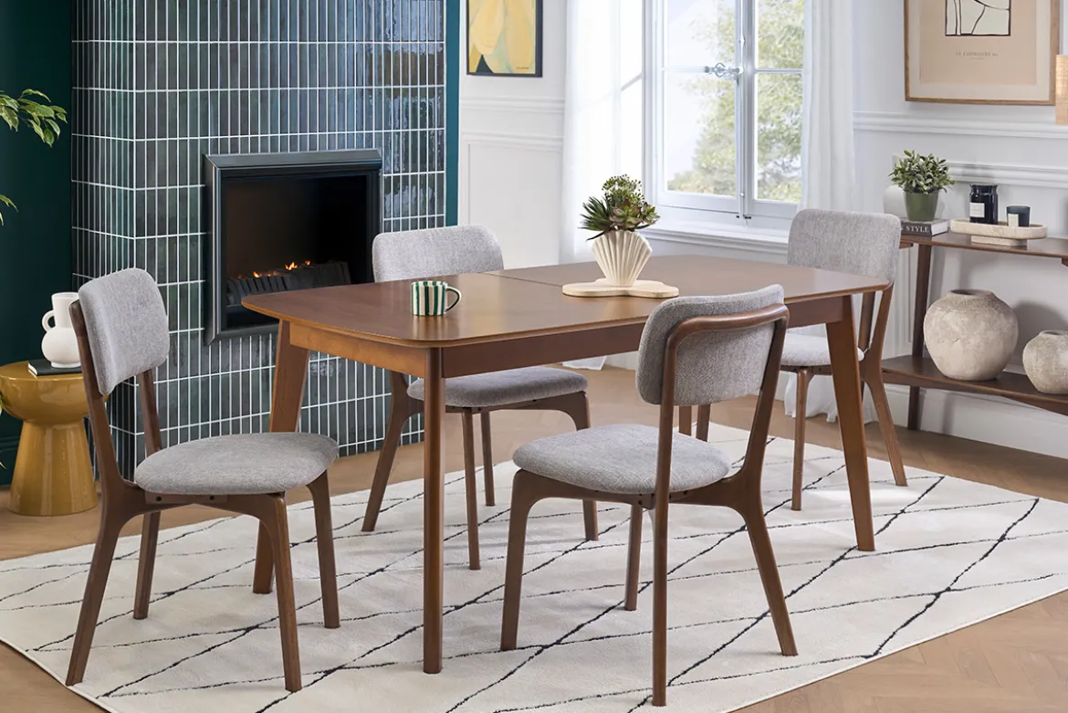 Chaises en tissu effet velours texturé gris et bois foncé (lot de 2) JOCA