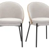Chaises en tissu effet velours texturé beige, bois clair et métal (lot de 2) TUCSON