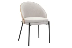 Chaises en tissu effet velours texturé beige, bois clair et métal (lot de 2) TUCSON