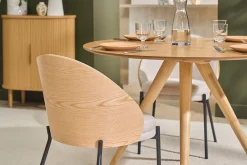 Chaises en tissu effet velours texturé beige, bois clair et métal (lot de 2) TUCSON