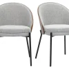 Chaises en tissu effet velours texturé gris, bois foncé et métal (lot de 2) TUCSON