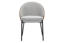 Chaises en tissu effet velours texturé gris, bois foncé et métal (lot de 2) TUCSON