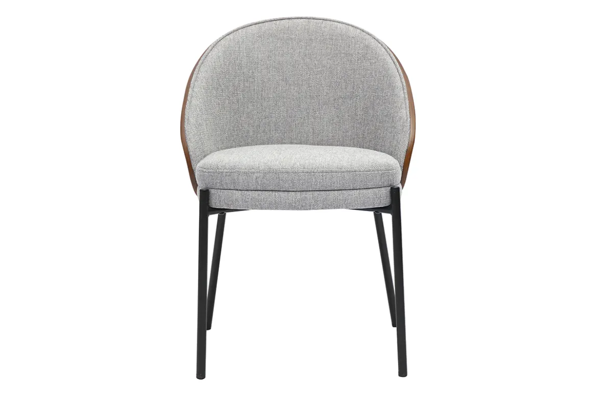 Chaises en tissu effet velours texturé gris, bois foncé et métal (lot de 2) TUCSON