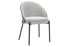 Chaises en tissu effet velours texturé gris, bois foncé et métal (lot de 2) TUCSON