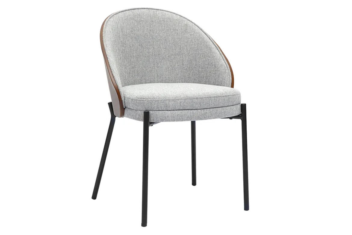 Chaises en tissu effet velours texturé gris, bois foncé et métal (lot de 2) TUCSON