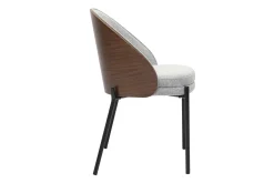 Chaises en tissu effet velours texturé gris, bois foncé et métal (lot de 2) TUCSON