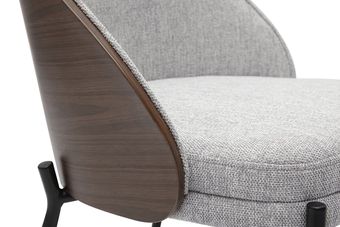 Chaises en tissu effet velours texturé gris, bois foncé et métal (lot de 2) TUCSON